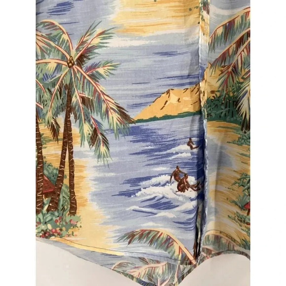 VINTAGE Tommy Hilfiger Men’s Palm Tree Hawaiian Button Front Short Sleeves LARGE - Picture 4 of 12